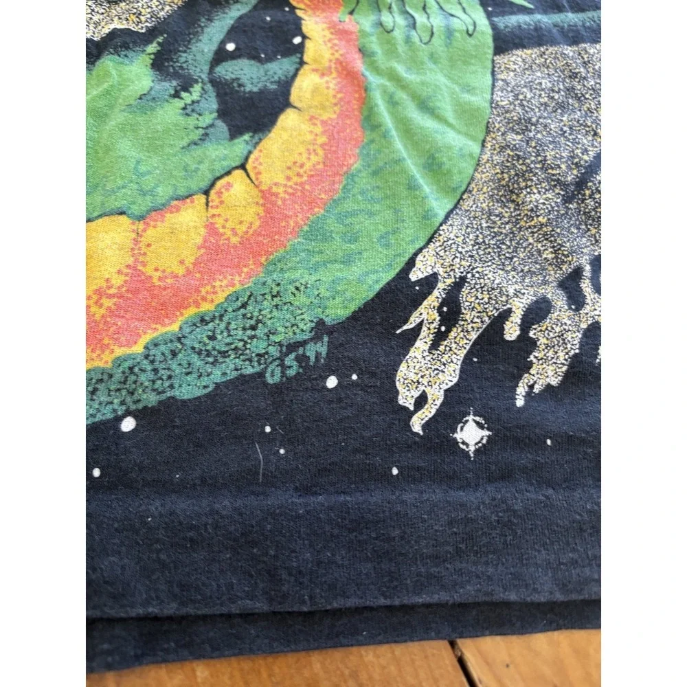 Vintage 80s Fruit of the Loom Eagle Dragon Graphic T-Shirt All Over Print XL USA